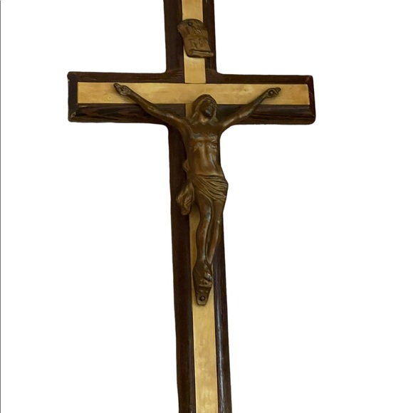 Vintage Crucifix Faux Mother of Pearl France - Stunning wood 1950s Wall … - Picture 2 of 6